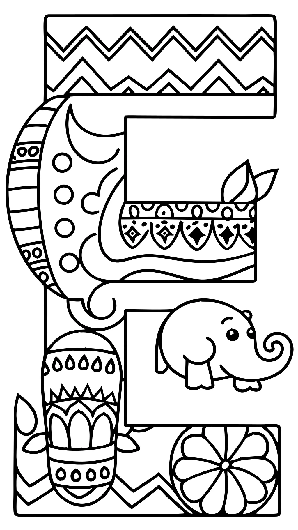 coloring pages for letter e